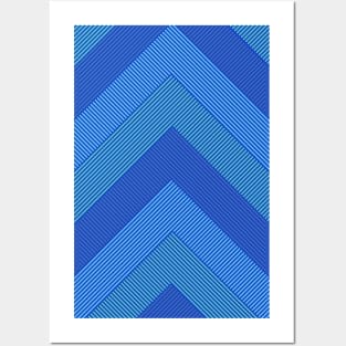 Chevron Zigzag Stripes Retro Blue Posters and Art